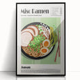 Large abstract wall art featuring assorted food dishes in vibrant colors on a black acrylic framed print.