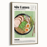 Framed canvas featuring a vintage poster art of assorted food dishes in black, ideal for bedroom wall decor.