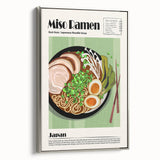 Framed canvas featuring a landscape painting of colorful food dishes on a black background, ideal for kitchen decor.