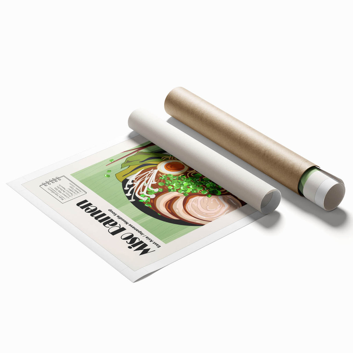 Extra large rolled print featuring floral art in soft pastel shades.