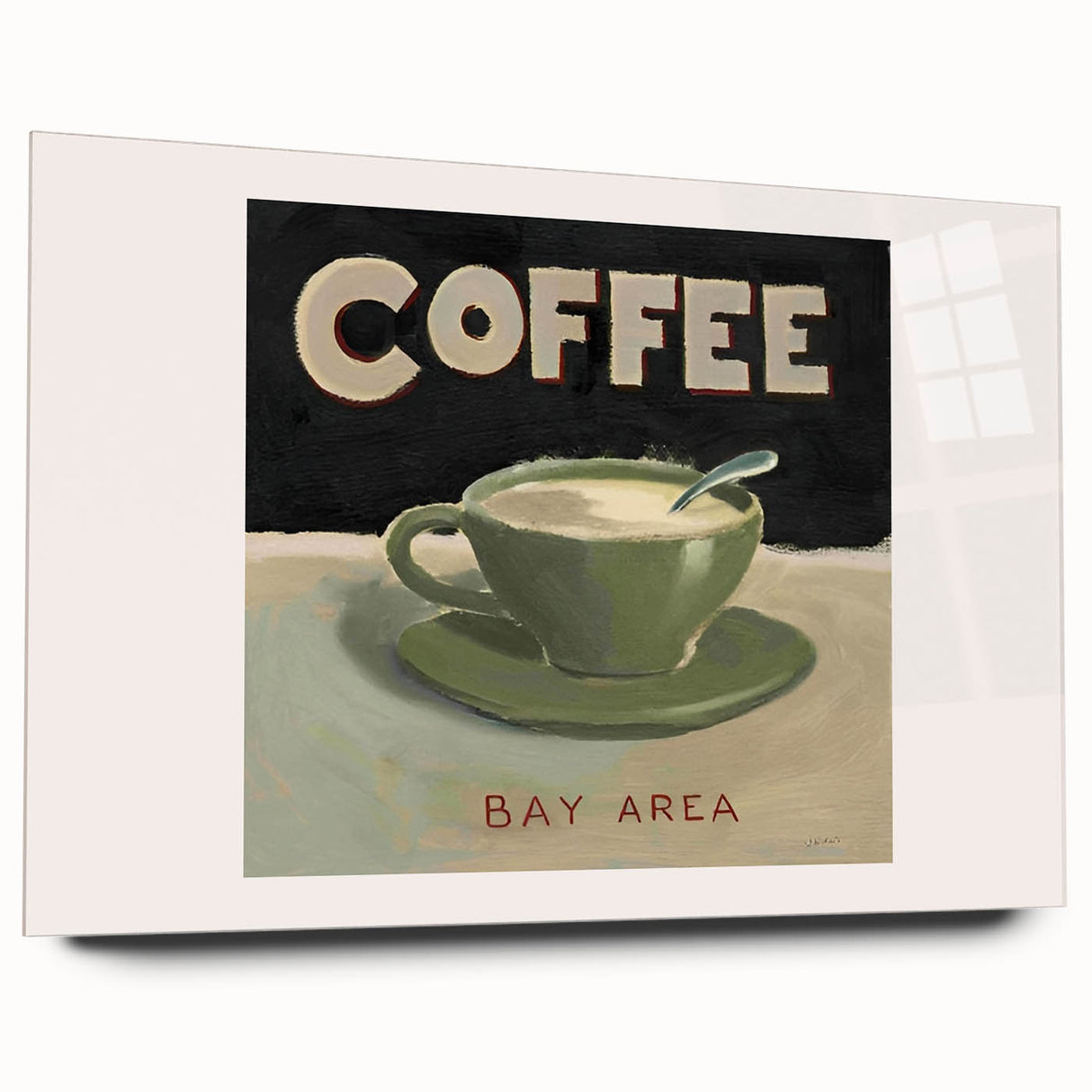 Large abstract wall art in muted earth tones on acrylic glass, ideal for bedroom or dining room decor.