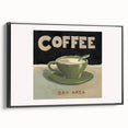 Black and white vintage poster art of a classic cocktail on framed canvas, suitable for bedroom wall decor.