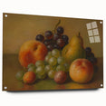 Acrylic print of large abstract fruits in vibrant orange and red tones, suited for dining room or bedroom decor.