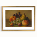 Extra large abstract art print featuring textured fruit motifs in vibrant colors on a gold-framed canvas.