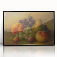 Large abstract wall art featuring vibrant fruits on a black acrylic print, ideal for modern kitchen decor.