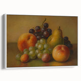 Extra large framed canvas of vintage poster art featuring colorful fruits on a black background, ideal for living room decor.