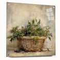 Festive Canvas Art - Rustic Holly Basket Christmas Wall Decorations