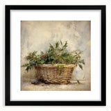 Festive Canvas Art - Rustic Holly Basket Christmas Wall Decorations