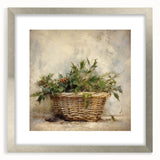 Festive Canvas Art - Rustic Holly Basket Christmas Wall Decorations