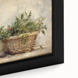 Festive Canvas Art - Rustic Holly Basket Christmas Wall Decorations