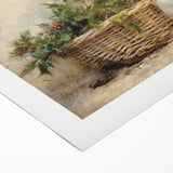 Festive Canvas Art - Rustic Holly Basket Christmas Wall Decorations