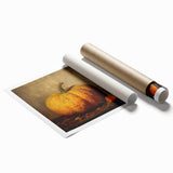 Halloween Art Prints - Rustic Pumpkin Painting for Fall Wall Decor