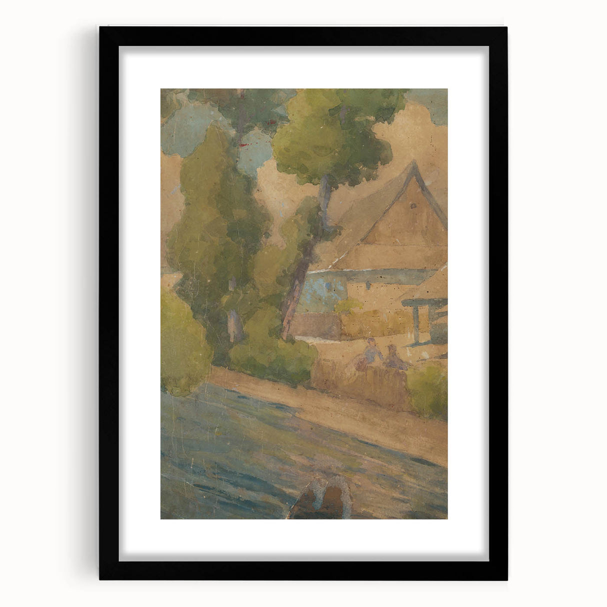 Lajos Csordák's By the Water - Rustic Impressionist Landscape Painting