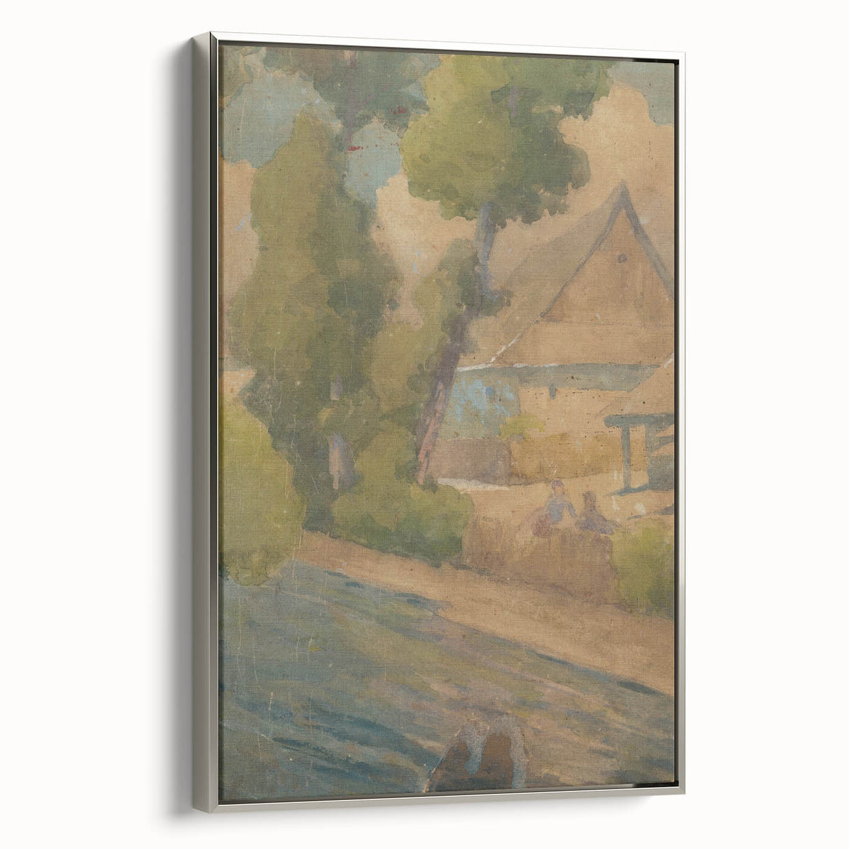 Lajos Csordák's By the Water - Rustic Impressionist Landscape Painting