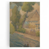 Lajos Csordák's By the Water - Rustic Impressionist Landscape Painting