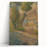 Lajos Csordák's By the Water - Rustic Impressionist Landscape Painting