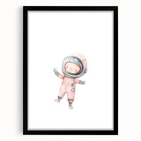Personalized Kids Art - Space Explorer Girls Bedroom Wall Decor