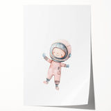 Personalized Kids Art - Space Explorer Girls Bedroom Wall Decor
