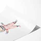 Personalized Kids Art - Space Explorer Girls Bedroom Wall Decor