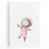 Personalized Kids Art - Space Explorer Girls Bedroom Wall Decor