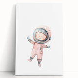 Personalized Kids Art - Space Explorer Girls Bedroom Wall Decor