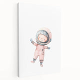 Personalized Kids Art - Space Explorer Girls Bedroom Wall Decor