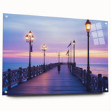 Acrylic glass landscape bridge design showcasing a side view with visible pins, featuring a modern aesthetic perfect for contemporary decor. Ideal for art enthusiasts and home styling.