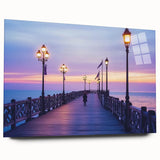 Side view of a sleek acrylic glass landscape bridge design showcasing a modern aesthetic, perfect for contemporary decor. The piece features a polished finish and elegant lines, ideal for elevating interior spaces.