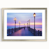 Silver landscape bridge frame with mat, showcasing an elegant front view, designed for art display or photography, enhancing decor with a modern touch.