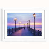 Landscape bridge frame in white with a mat, showcasing a modern design ideal for home decor. Perfect for displaying cherished photos or artwork.