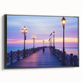 Framed canvas artwork depicting a black landscape bridge in side view, showcasing intricate details and vibrant colors, suitable for modern home decor.