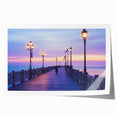 Rolled print showcasing a vibrant landscape bridge design with rich colors, ideal for home decor. Packaged securely in a protective cardboard tube for delivery.