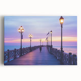 Stretched canvas artwork showcasing a serene landscape view of a picturesque bridge surrounded by lush greenery, perfect for home decor enhancement and nature lovers.