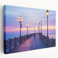 Landscape bridge stretched canvas artwork showcasing a serene view of a natural landscape, featuring soft colors and intricate details, ideal for home decor.