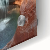 Vibrant close-up of a landscape acrylic artwork depicting vast canyons with rich textures and colors, perfect for modern home decor and art enthusiasts.