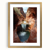 Elegant gold-framed landscape art featuring a breathtaking canyon view, complete with a mat, ideal for enhancing home décor or gallery walls. Perfect for nature lovers.