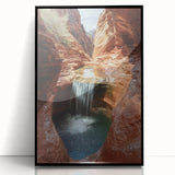 Framed acrylic artwork showcasing a stunning landscape of canyons, featuring rich earth tones and dramatic cliffs, ideal for enhancing modern home decor. Perfect for nature enthusiasts seeking a striking focal point.