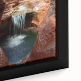 Framed canvas artwork showcasing a close-up of vibrant canyon landscapes, highlighting rich colors and intricate details, perfect for home or office decor.