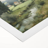 Rolled canvas print showcasing a serene countryside landscape with vibrant greens and blues, designed to enhance home décor. Perfect for nature lovers.