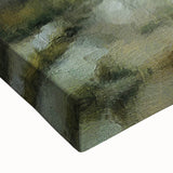 Stretched canvas wall art depicting a serene countryside landscape, showcasing vibrant greens and soft blues, perfect for home decor and nature lovers.