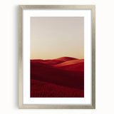 Elegant silver-framed landscape artwork with a mat, showcasing vibrant fields under a bright sky, perfect for home decor or gallery display.