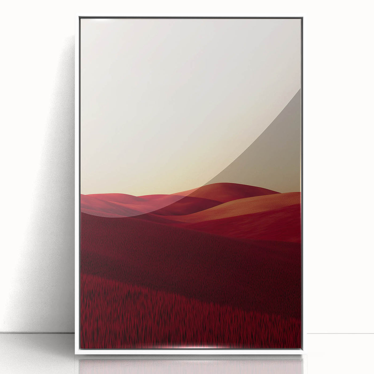 Framed acrylic artwork depicting vibrant landscapes and fields, showcasing rich colors and intricate details, ideal for home decor and interior design.