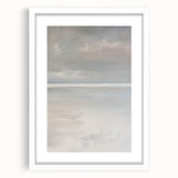 Elegant white-framed landscape artwork with matting, showcasing serene natural scenery, perfect for enhancing home decor and adding a touch of tranquility to any room.