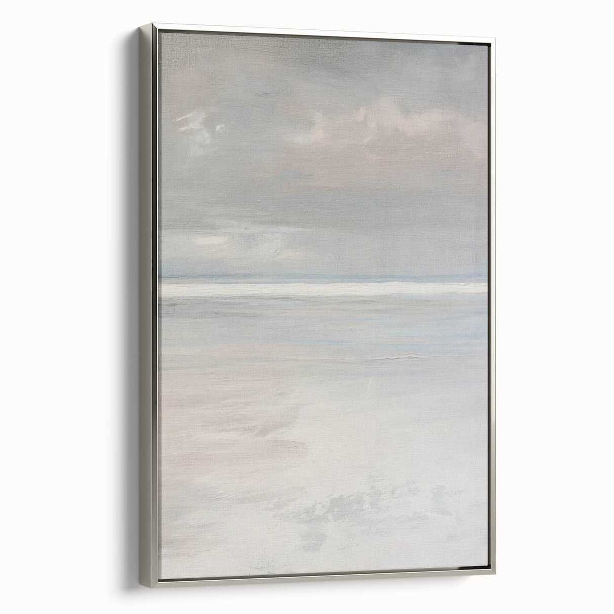 Framed canvas art showcasing a serene landscape with vibrant colors, displayed in a sleek silver frame, perfect for home decor enhancement. Ideal for nature lovers.