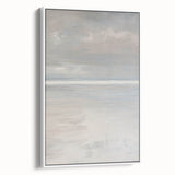 Framed canvas artwork showcasing a serene landscape scene with vibrant colors, displayed at an angle against a white background, ideal for home decor.