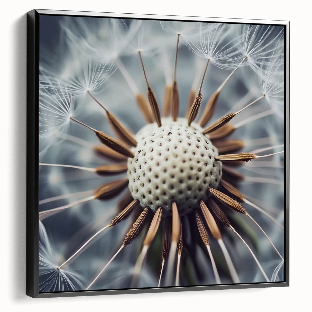 Black and white landscape art painting on framed canvas, featuring a close-up of florals, ideal for bedroom wall decor.