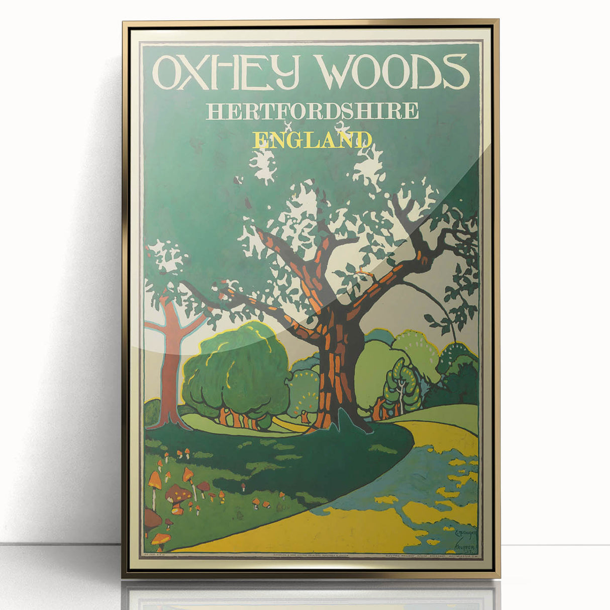 Retro Oxhey Woods Travel Poster – Vintage English Nature Art