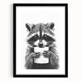 Adorable Raccoon Bathroom Wall Art - Black and White Bathroom Decor