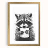 Adorable Raccoon Bathroom Wall Art - Black and White Bathroom Decor