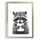 Adorable Raccoon Bathroom Wall Art - Black and White Bathroom Decor